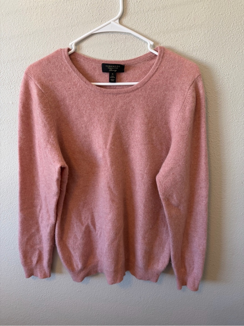 Charter Club Luxury Cashmere Pink Sweater 100% Cashmere Quiet Luxury Ribbed Trim